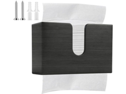 Dispensador De Toalha De Mão Em Bambu - Guarda Toalha De Papel - Preto - Pendente/estante - 29 X 18,5 X 11,5 Cm - Sustentável E Prático