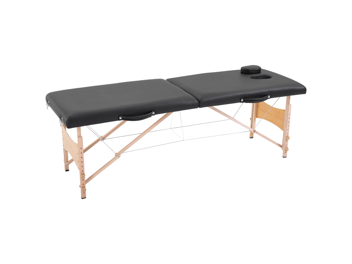 Marquesa De Massagem Dobrável Portátil Com Apoio Para A Cabeça Altura Ajustável E Bolsa De Transporte 186x60x58-81 Cm Preto