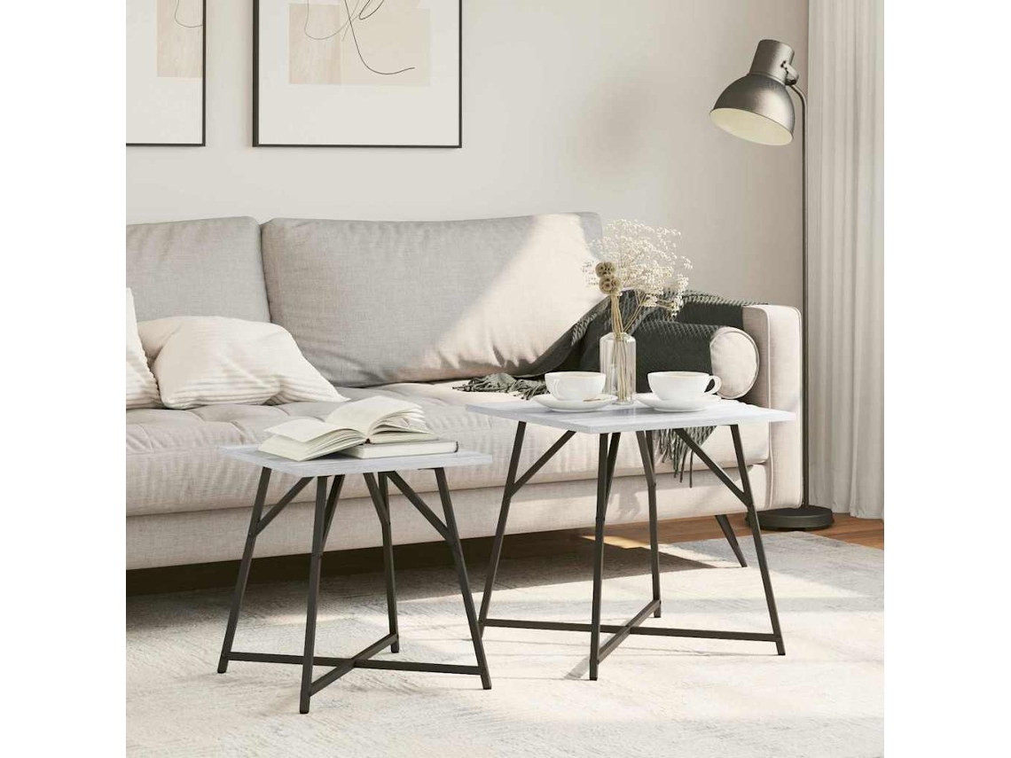 Vidaxl Conjunto De Mesas De Apoio 2 Unid. Sonoma Cinza E Preto