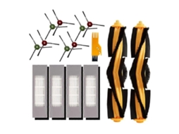 Kit Com 15 Peças De Acessórios Para Aspirador Robô Ecovacs Deebot Ozmo Séries 920, 950, T5, T8 E T9: Escova Lateral Principal E Filtro Hepa.