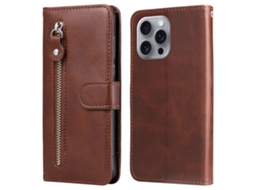 Capa Em Couro Pu, À Prova De Choque Para Apple Iphone 16 Pro Max - Castanho