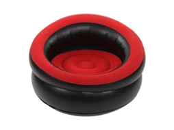 Sofá Inflável Flocking Poltrona de Descanso para Sala Quarto Escritório Vermelho