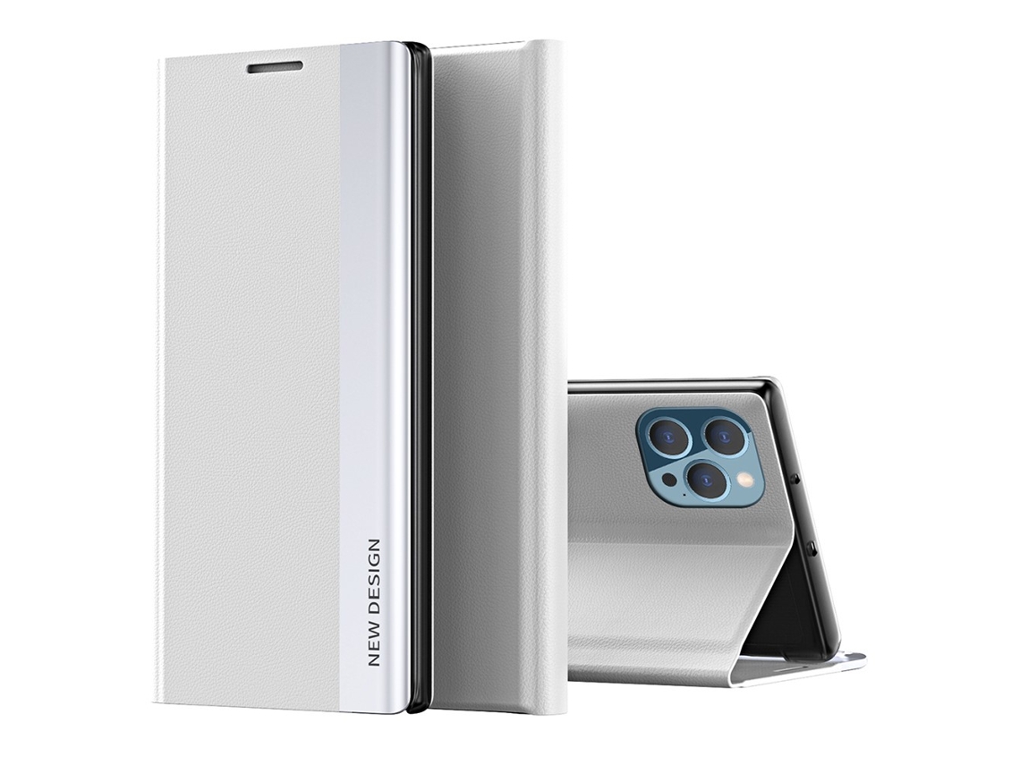 Capa Em Couro Pu À Prova De Quedas, Com Suporte Para Apple Iphone 16 Pro Max - Branco