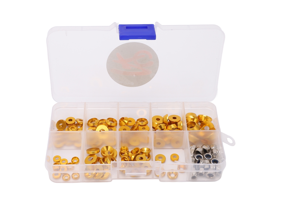 Mali kit Parafuso Arruela Cnc Alumínio para Carros Rc 1/10 1/8 Flat Round Cup Head Parafuso Porca Ouro