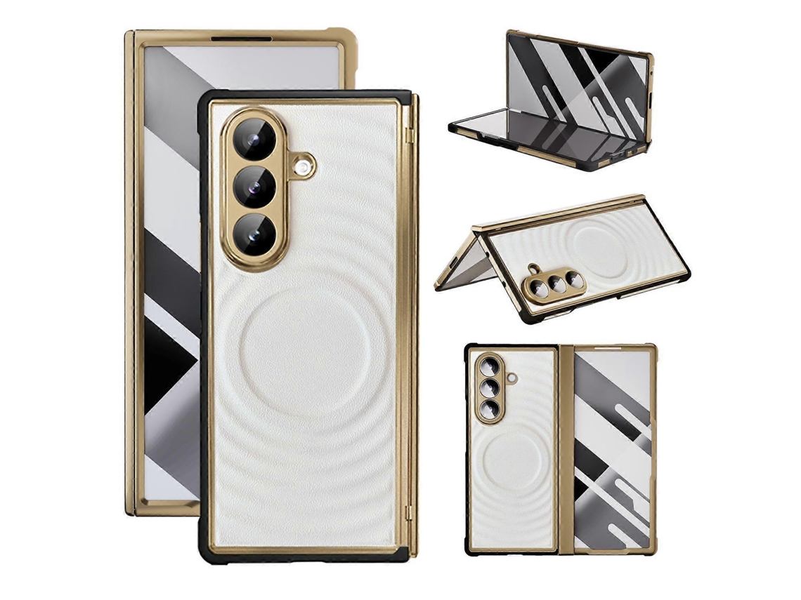Capa Para Celular Samsung Galaxy Z Fold7 5g Em Tpu Magnético E Couro Vegano, Hipoalergênico.