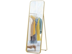 Espelho Corporal Autônomo, Inclinável, Estrutura Metálica E Mdf, 160x50cm, Dourado