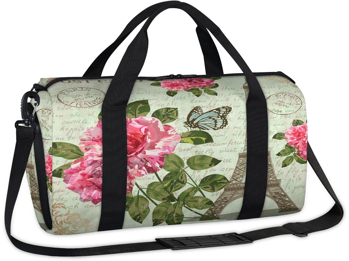 Bolsa Esportiva Retrô Parisiense para Crianças Tecido de Poliéste 45 X 21 5 23 Cm Estampa Pa Design Du