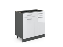 Móveis de cozinha R-Line, Mármore PT 80 cm, Branco Alto Brilho, Vicco