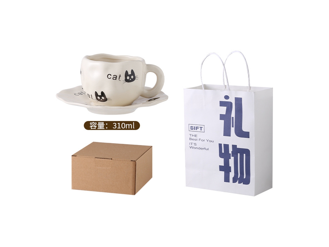 Laxiscreed Taça De Café Com Design Retrô E Estampa De Cães E Coelhos, Conjunto Com Caixa E Sacola De Presente