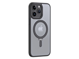 Suporte Casa Para Iphone 15 Pro Pele Sintética Magnética Preto
