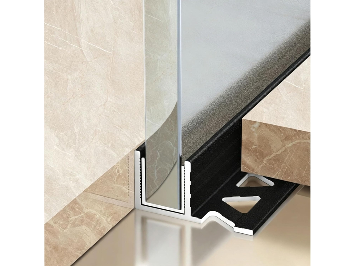Canaleta Para Chuveiro De 20mm Profundidade Com Perfil Em F, Cavidade Triangular E Junta De Borracha