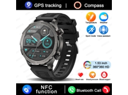 Smartwatch (em Couro Preto), Equipado Com Tela Hd De 1,53 Polegadas, Gps, Nfc E Capacidade De Fazer Chamadas.