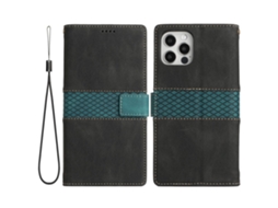 Capa Em Couro Pu Para Apple Iphone 16 Pro Max - Cor Preto