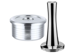 Cápsula Reutilizável Aço Inox e Compactador para Cafeteira Delta Q Mini Milk Qool