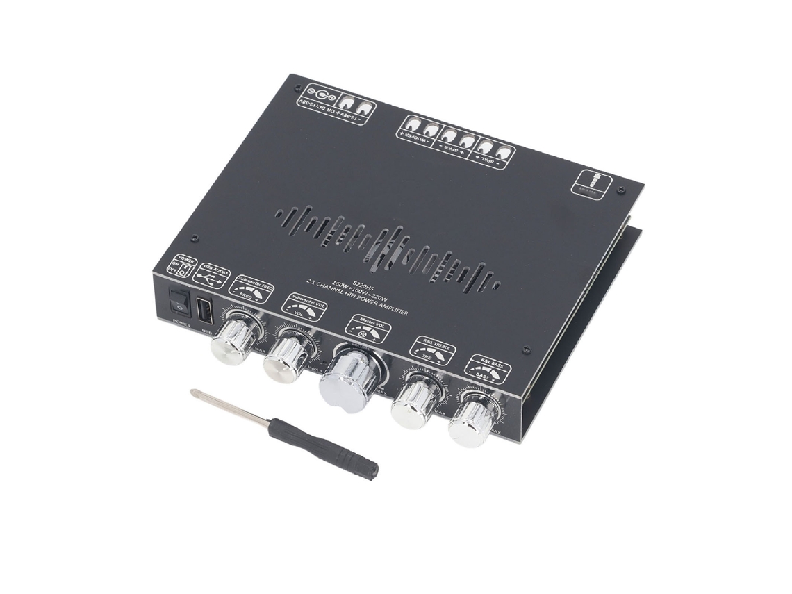 Placa de Amplificador de Potência Bluetooth, Módulo de Amplificador Estéreo 2.1 Canais 12v‑38v. EOOCOO