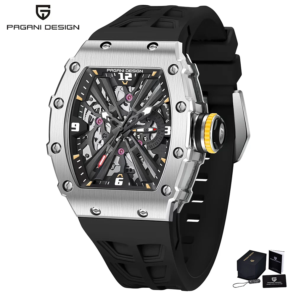 Relógio Masculino De Quartzo (preto), Mostrador Esqueletizado, Resistente À Água, Cristal De Safira Esportivo