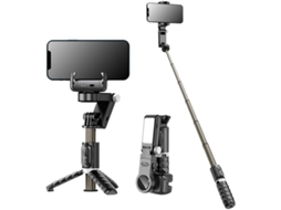 Bastão De Selfie Estabilizador Para Smartphone De 700 Mm Com Luz De Preenchimento E Rastreamento Automático (preto)