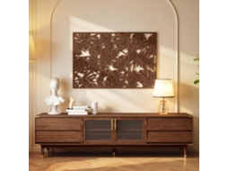Decoração de Parede em Madeira 3d 3 Peças 40x80 Cm Adornos com Padrão Folhas Tropicais Nogueira