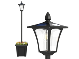 Candeeiro Solar Jardim Vaso Poste Alumínio Led Ip44 Automático