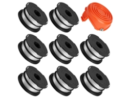 8 Carretéis De Substituição E 1 Tampa De Carretel Para Cortador De Grama Black Decker Gh750, Gh710 E Gh700, Df-065-bkp Rc-065-pa