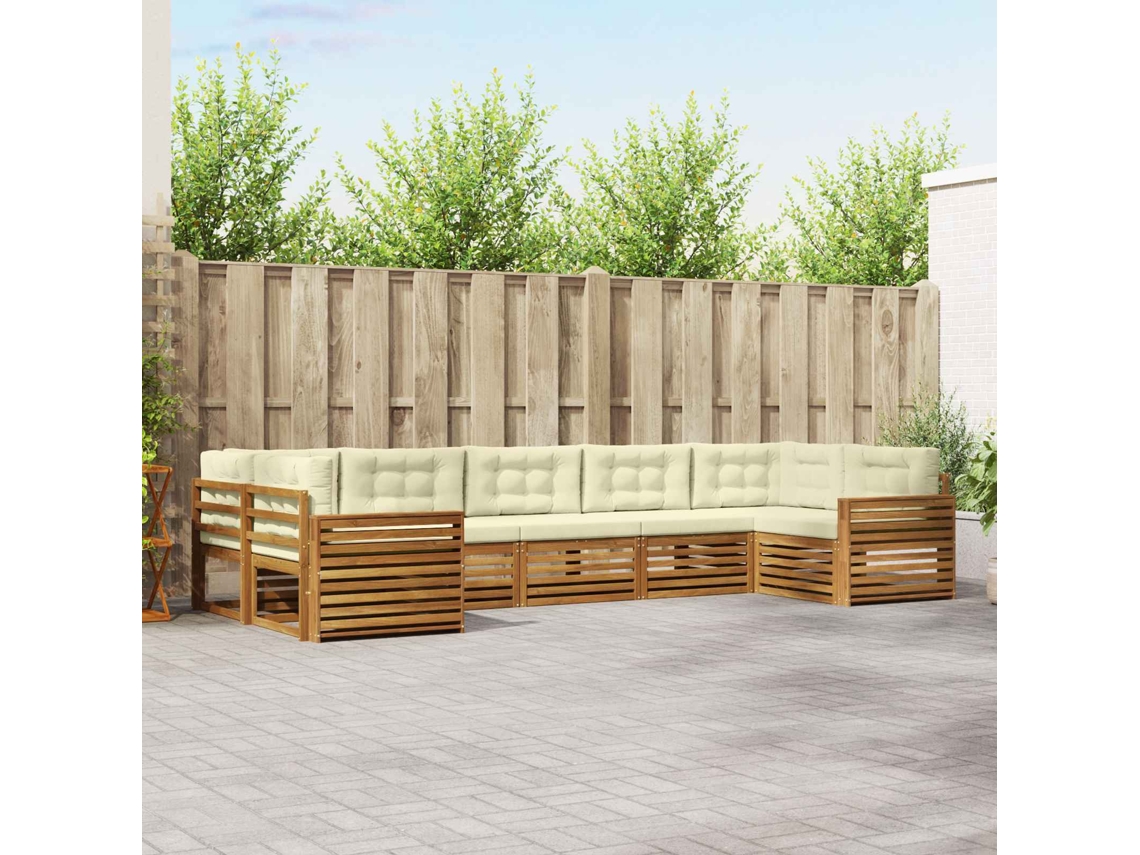 Vidaxl Conjunto De Sofás Para Exterior 7 Unid. Natural E Creme
