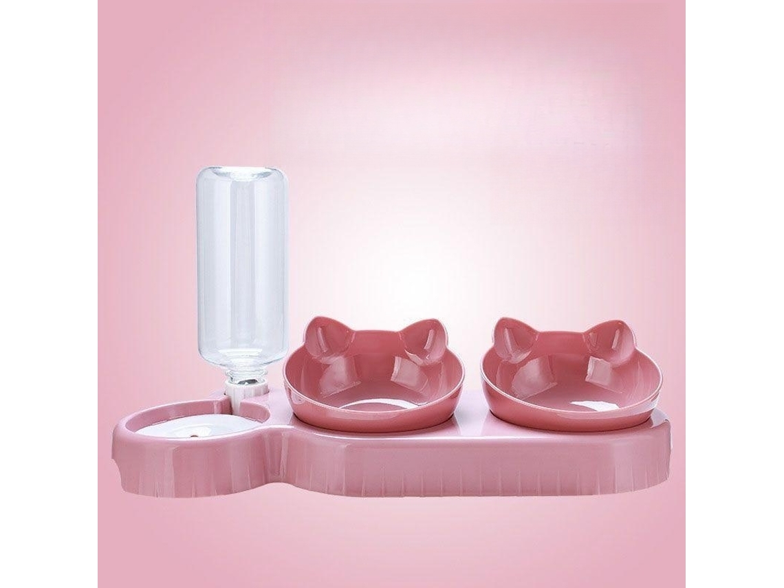 Alimentador Lateral Automático para Tigela de Ração de Cães e Gatos, Cor de rosa AQUAFORGE