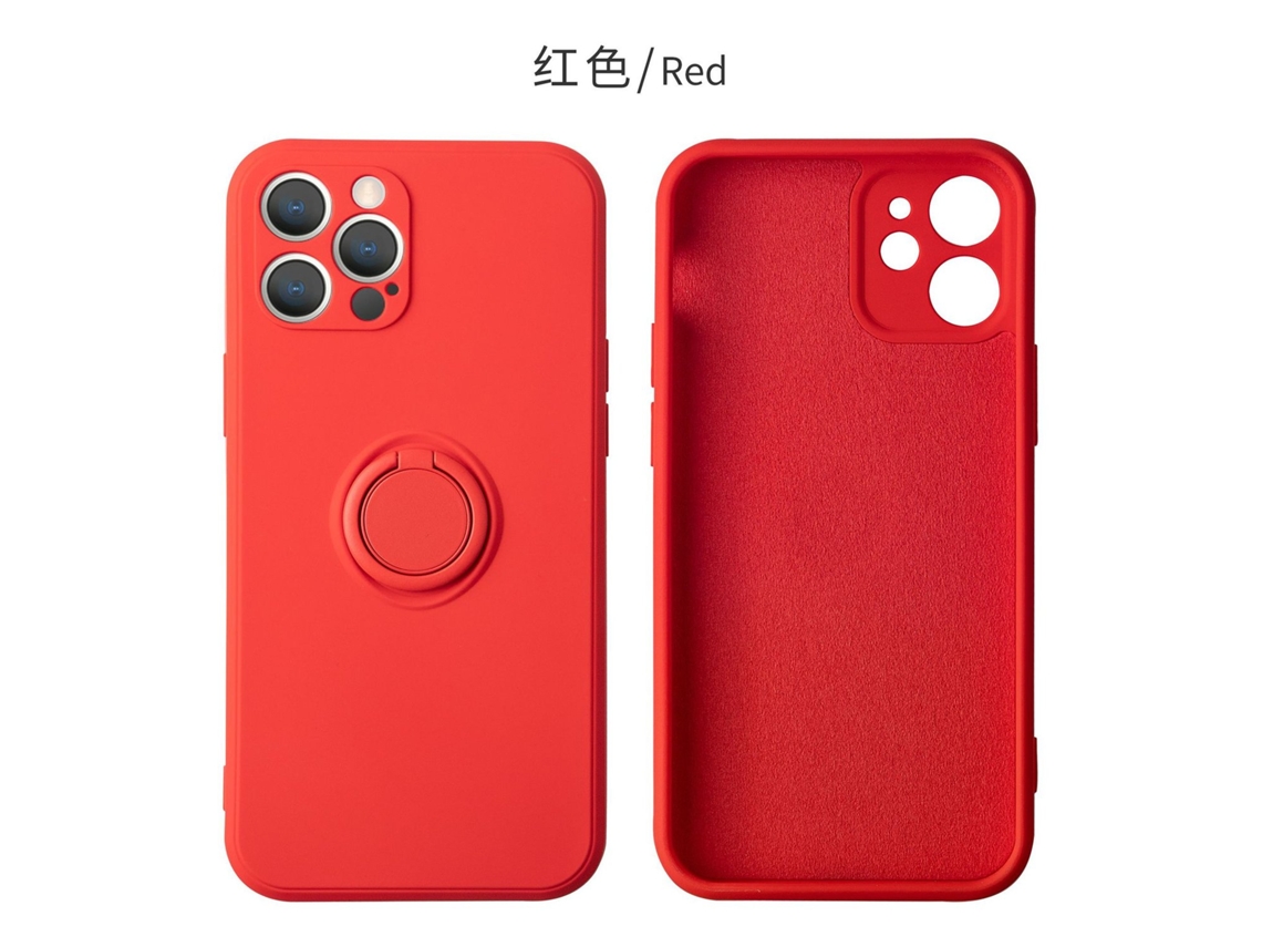 Capa Para Iphone 17 Air Em Silicone Líquido Vermelho Com Suporte Em Anel E Proteção Anti-queda.