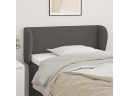 Vidaxl Cabeceira De Cama C/ Abas Couro Artificial 93x23x78/88 Cm Cinza