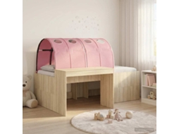 Vidaxl Cama Alta Para Crianças Com Mesa 3 Unid. Carvalho Sonoma E Rosa