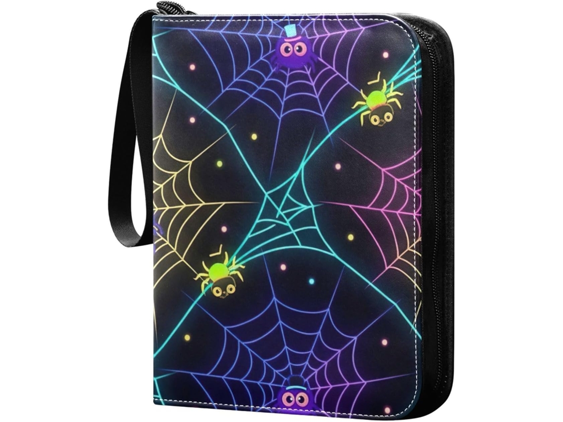 Neon Webs Pastas Pretas Com 4 Bolsos Cartas Colecionáveis, Organizadoras A Maioria Das Cartas De Tamanho