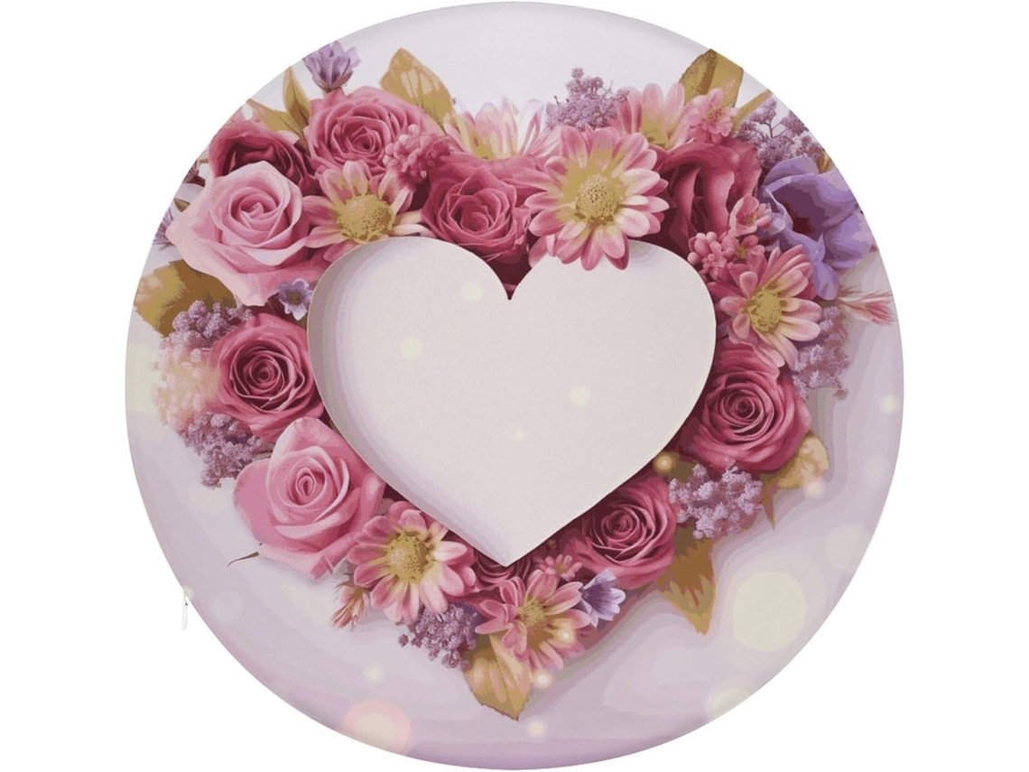 Almofada Redonda Para Assento Com Formato De Coração, Estampa Floral, Antiderrapante, Removível, Para Cadeira, Banqueta