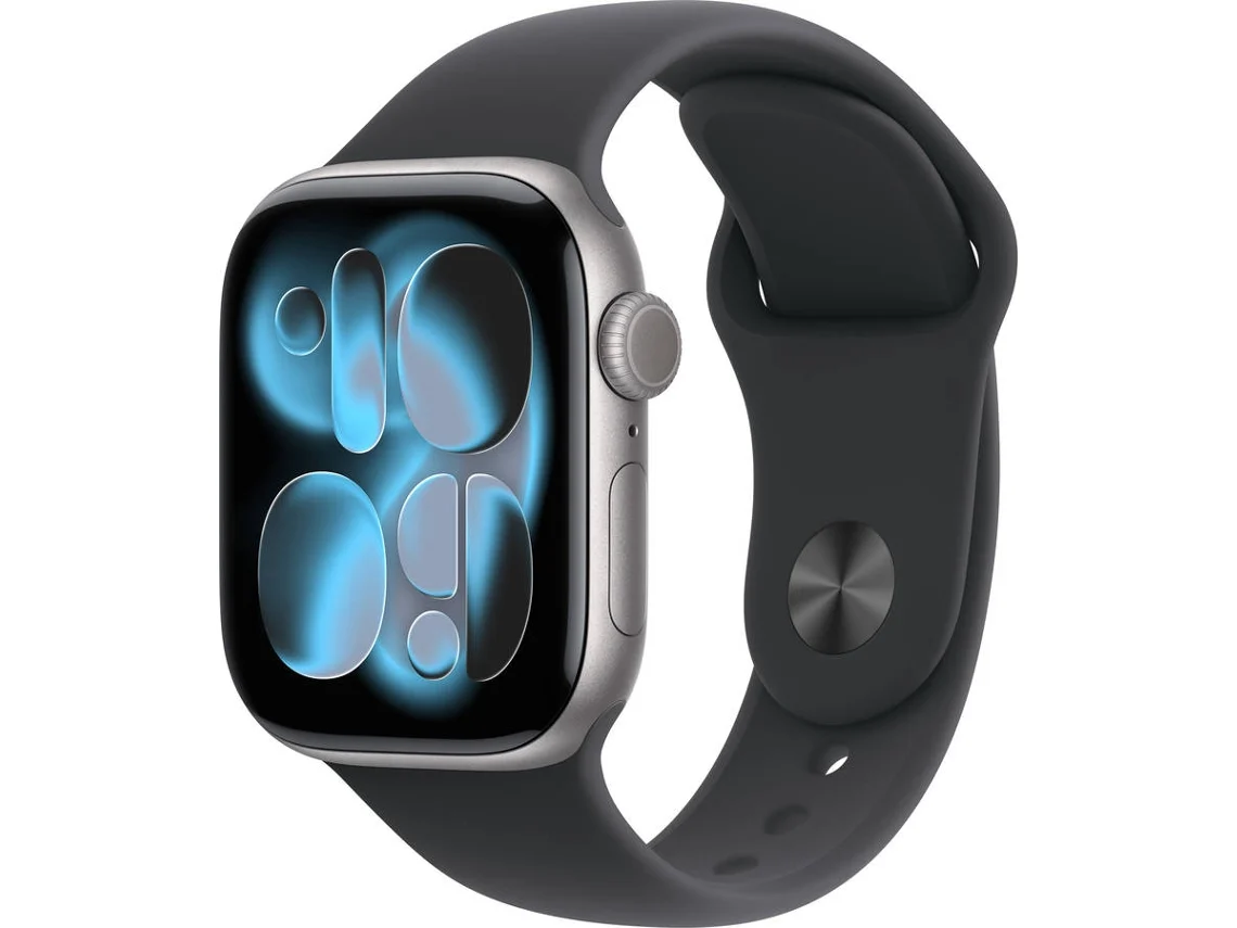 APPLE Watch Series 11 GPS 42 mm Cinzento Sideral Alumínio com Bracelete Desportiva Preta (Tamanho M/L)
