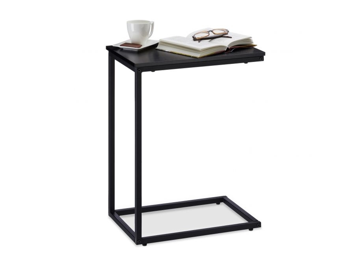 Mesa Lateral Preta Com Base De Metal B2x