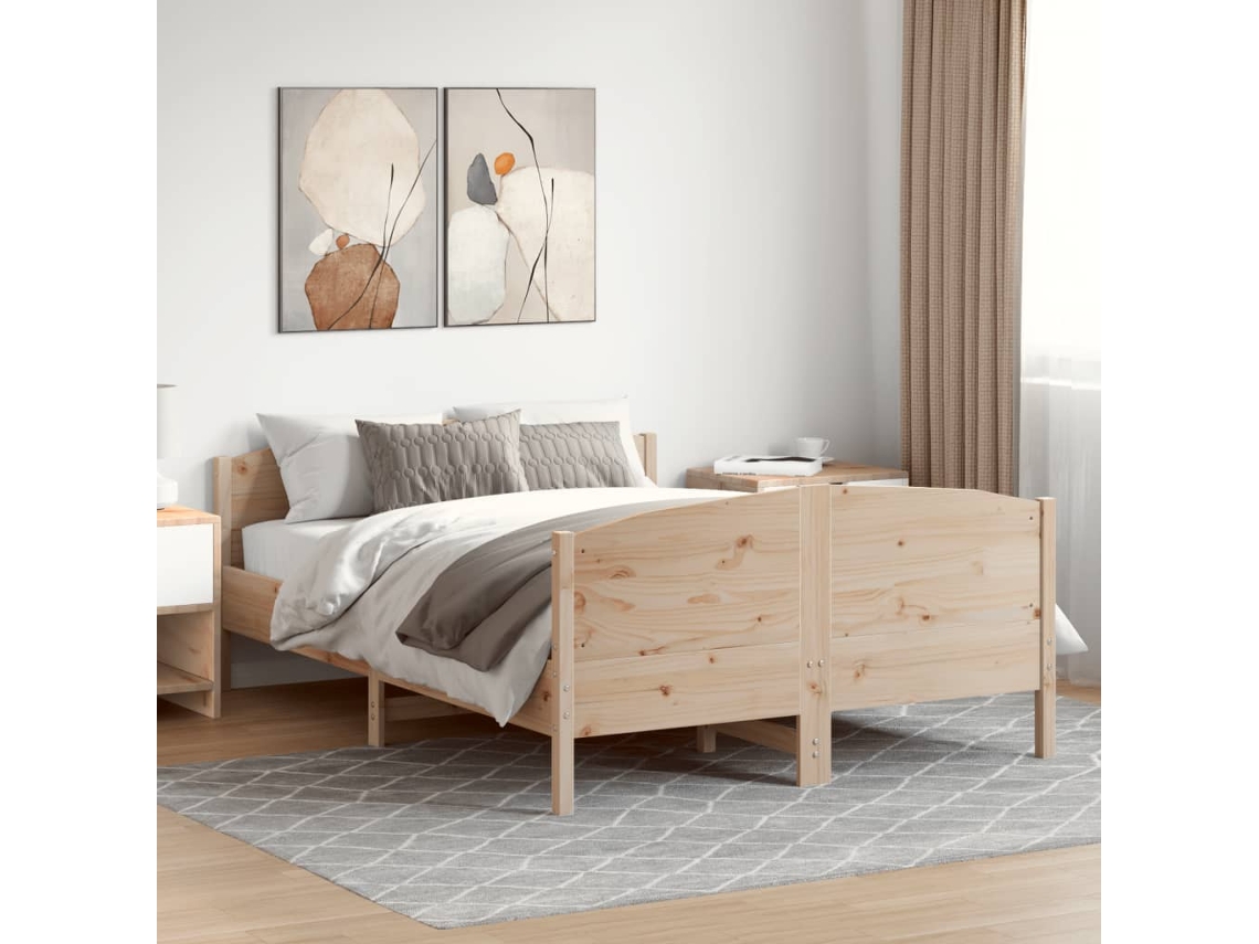 Vidaxl Cama Sem Colchão 135x190 Cm Madeira De Pinho Maciça