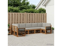 Vidaxl Conjunto De Sofás Para Exterior 7 Pcs Natural E Cinzento-claro
