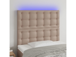 Vidaxl Cabeceira Cama C/ Led Couro Artif. 90x5x118/128 Cm Cappuccino