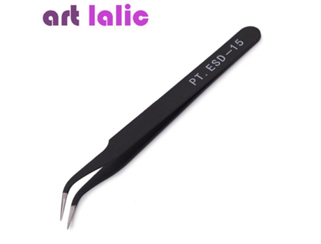 Pinças de aço inoxidável para nail art, pinças retas e curvas, ferramentas para remover strass, ferramentas para manicure e nail art.