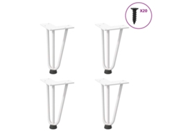Vidaxl Pernas De Grampo Para Mesa De Centro 4 Peças, Branco, 20 Cm, Aço Maciço