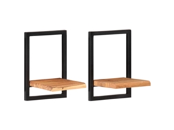 Prateleiras de Parede 2 Pcs 25x25x35cm Acácia Maciça e Aço MAISON EXCLUSIVE