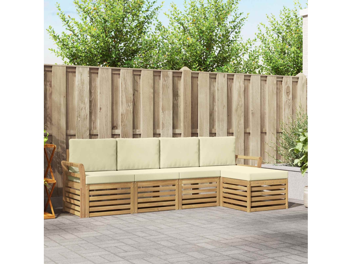 Vidaxl Conjunto De Sofás Para Exterior 5 Unid. Branco E Creme