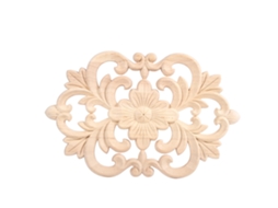 Baok - Ornamento de madeira entalhada sem pintura para móveis, ideal para portas de guarda-roupas e residências, 22x14cm