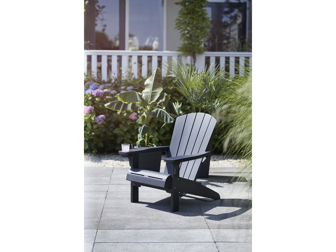 KETER espreguiçadeira ALPINE ADIRONDACK GRAFITE piscina terraço resina varanda poltrona cadeira reclinável 80x93x93 cm LxPxA