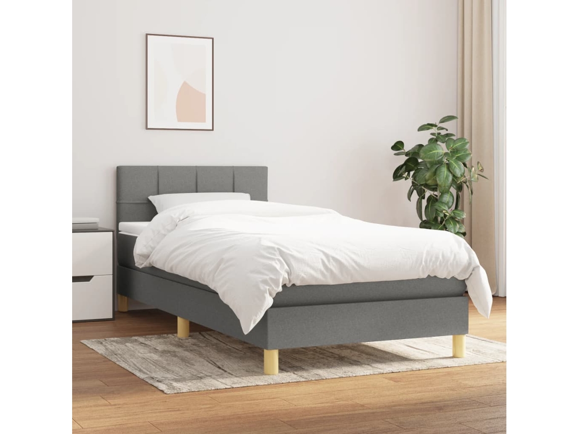 Vidaxl Cama com Molas/colchão 80x200 Cm Tecido Cinzento escuro