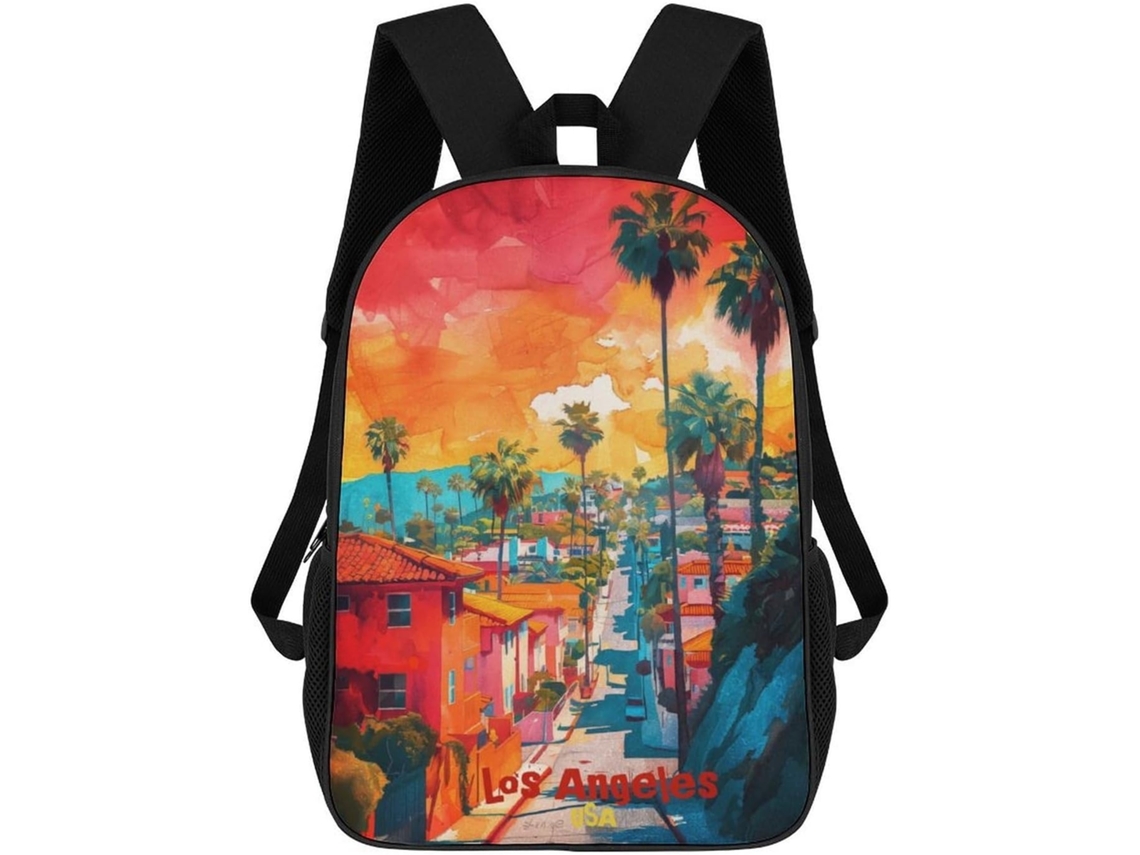 Mochila Escolar Infantil Los Angeles Art De 17 Polegadas, Bolsa Impressa Em 3d, De Viagem, Infantil