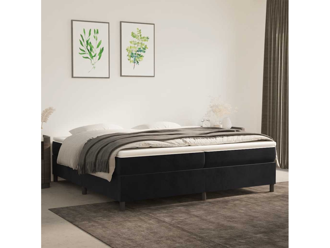 Vidaxl Cama Com Molas/colchão 200x200 Cm Veludo Preto
