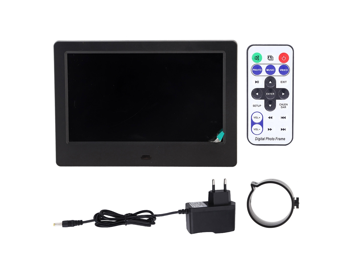 7" Hd Screen Digital Photo Frame Alarm Clock Music Movie Player LAXISCREED (black )