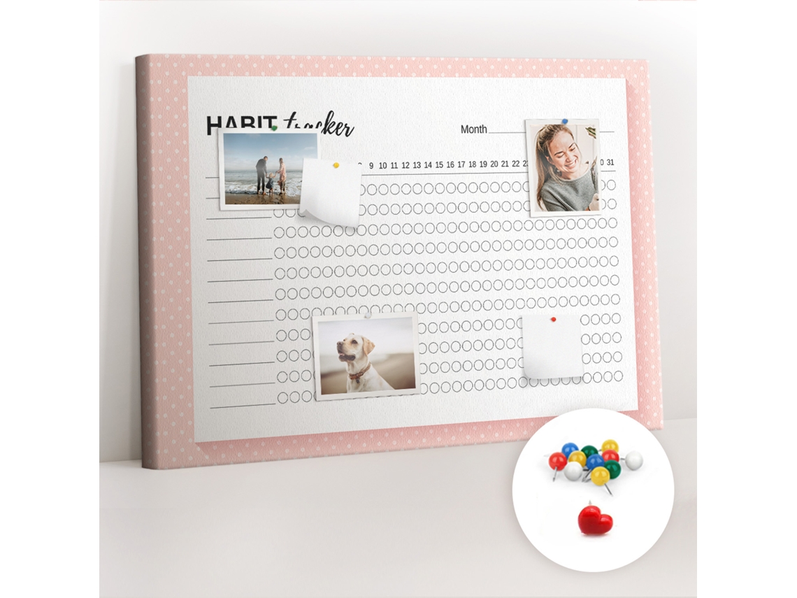 Lousa De Cortiça Rastreador De Hábitos Para O Escritório Espelharte (70x100 Cm)