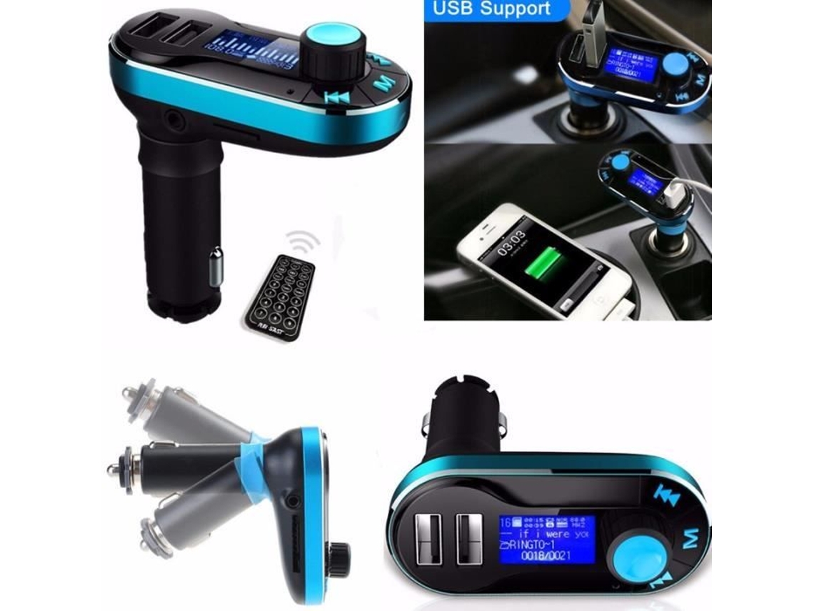 Transmissor Fm Bluetooth Veicular, Usb, Mp3, Cartão Sd, Azul