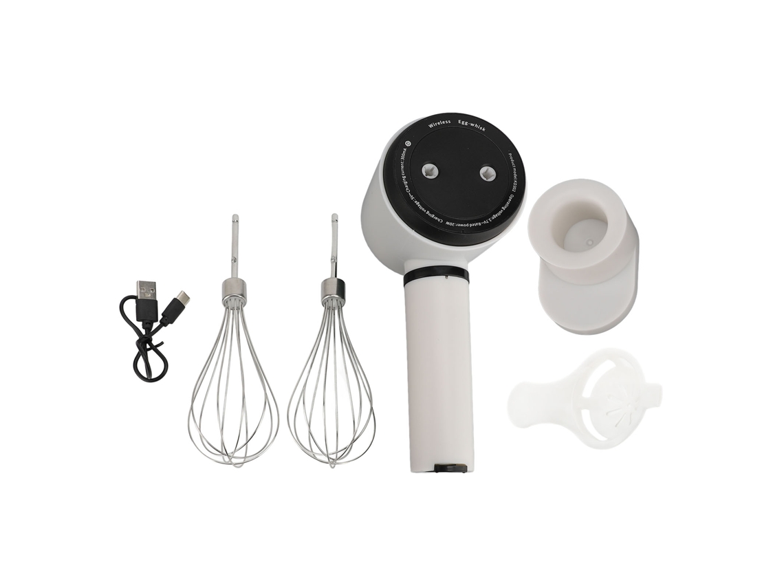 Batedor Elétrico Sem Fio Usb Carregável de 2 Cabeças Aço Inoxidável para Cozinha e Baking S/MARCA