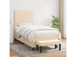 Vidaxl Cama Com Molas/colchão 90x190 Cm Tecido Cor Creme